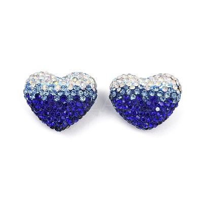 Gradient Color Heart Shaped Polymer Clay Rhinestone Beads CLAY-NH0002-03D-1