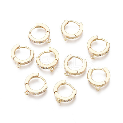 Brass Micro Pave Cubic Zirconia Huggie Hoop Earring Findings KK-T063-012-NF-1