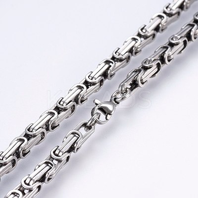 Non-Tarnish 201 Stainless Steel Byzantine Chain Necklaces NJEW-F222-11P-1