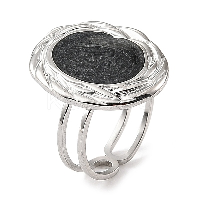 304 Stainless Steel Enamel Open Cuff Rings for Women RJEW-F166-47P-01-1