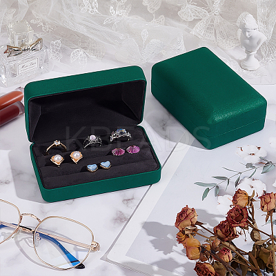 3-Slot Rectangle PU Leather Finger Ring Display Boxes CON-WH0099-10B-1