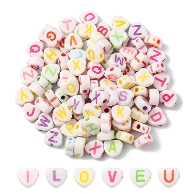 Opaque Acrylic Heart Beads SACR-YW0001-54-1