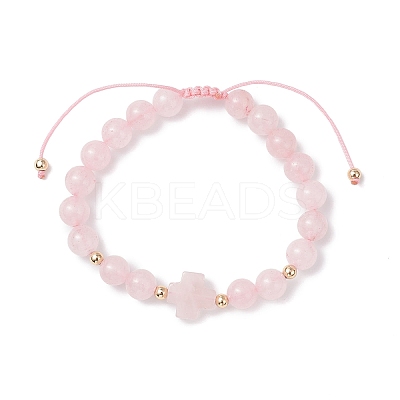 Natural Rose Quartz Beaded Braided Bead Bracelets for Women BJEW-JB12212-01-1