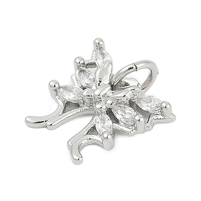 Brass Micro Pave Clear Cubic Zirconia Charms KK-G522-09P-1