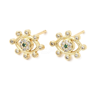 Eyes Brass Micro Pave Cubic Zirconia Stud Earrings EJEW-C186-20G-01-1
