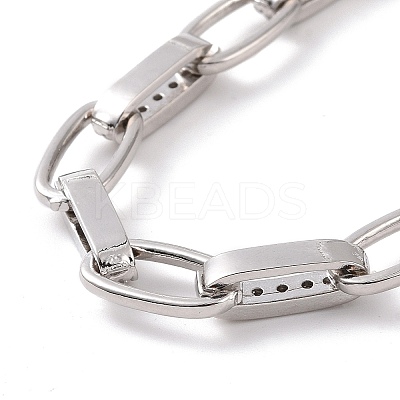Clear Cubic Zirconia Oval Link Chain Bracelet BJEW-E015-01P-1