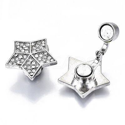Brass Micro Pave Clear Cubic Zirconia Magnetic Clasps KK-N232-140P-NF-1