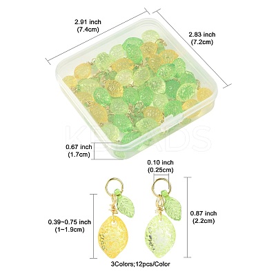 36Pcs 3 Colors Lemon Acrylic Pendants PALLOY-FS00059-02-1