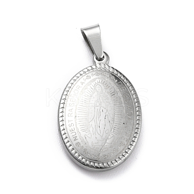 Non-Tarnish 304 Stainless Steel Oval Pendants STAS-L156-05P-1