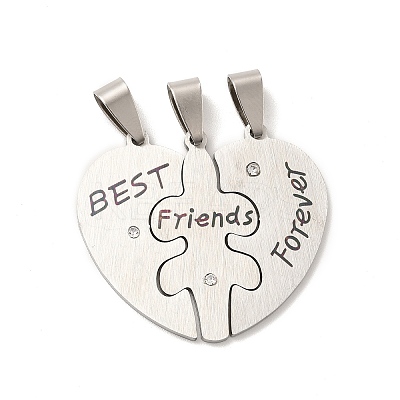 Friendship 201 Stainless Steel Rhinestone Pendants STAS-K251-018P-1
