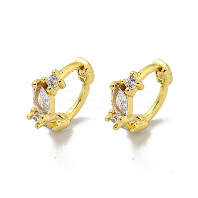 Brass Micro Pave Cubic Zirconia Hoop Earring EJEW-C088-01H-G-1