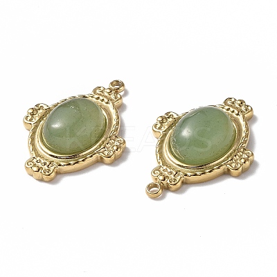 PVD Vacuum Plating 201 Stainless Steel Natural Green Aventurine Pendants STAS-C064-VC879-1