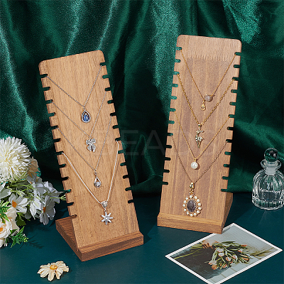 Cedarwood Jewelry Slan Back Pendant Necklace Organizer Display Stands ODIS-WH0078-23-1
