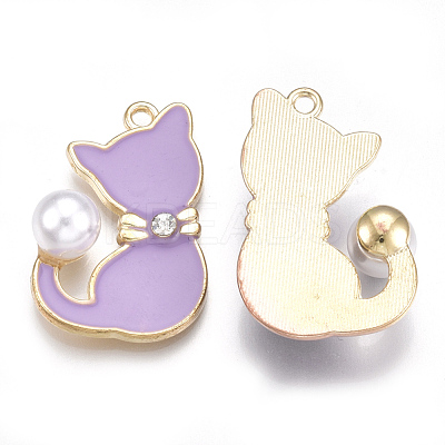 Alloy Enamel Kitten Pendants X-ENAM-S115-045A-1
