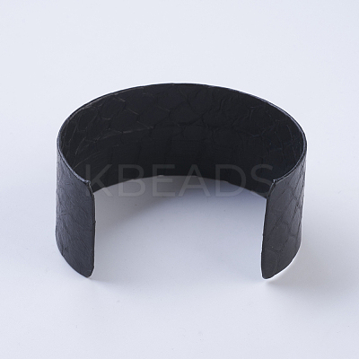 Handmade Snakeskin Leather Cord Cuff Bracelets BJEW-F073-A19-1
