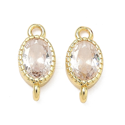 Brass Pave Cubic Zirconia Oval Connector Charms KK-P348-07G-03-1