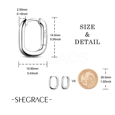 Rhodium Plated 925 Sterling Silver Hoop Earrings JE834A-01-1