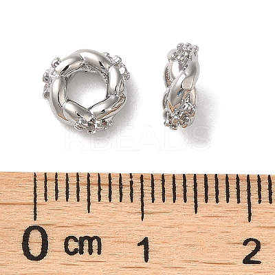 Brass Micro Pave Cubic Zirconia Beads KK-P239-29A-P-1