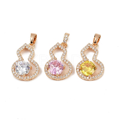 Brass Micro Pave Cubic Zirconia Pendants KK-E795-28KCG-01-1