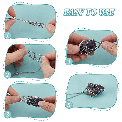 6Pcs 6 Styles 304 Stainless Steel Macrame Pouch Empty Stone Holder Necklace Making NJEW-GA00003-1