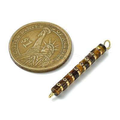 Natural Tiger Eye & Electroplated Synthetic Non-magnetic Hematite Heishi Connector Charms PALLOY-JF03291-06-1