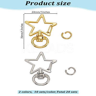 20 Sets 2 Colors Zinc Alloy Swivel Lobster Clasps FIND-LP0002-77-1