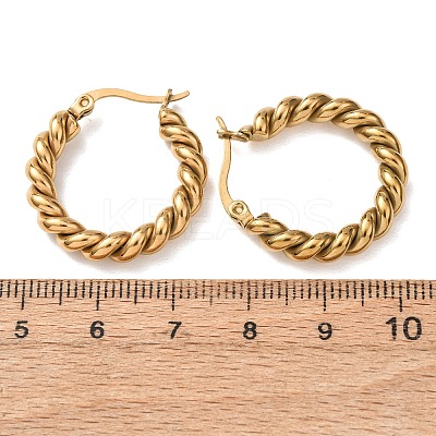 Iron Plating(IP) 304 Stainless Steel Twist Rope Hoop Earrings for Women EJEW-G298-07B-G-1