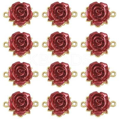 12Pcs Valentine's Day Rose Flower Alloy Links Connectors FIND-FS0004-87-1