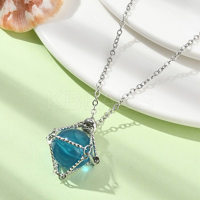 Tarnish Resistant 304 Stainless Steel Cable Chain Macrame Pouch Empty Stone Holder for Pendant Necklaces Making NJEW-TA00117-02-1