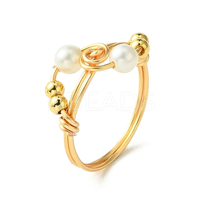 Shell Pearl Finger Ring RJEW-TA00115-1