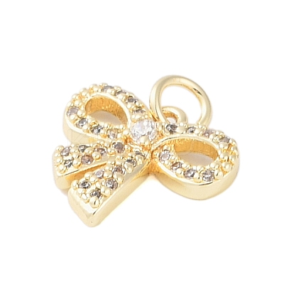 Rack Plating Brass Micro Pave Clear Cubic Zirconia Pendants KK-Z060-06G-01-1