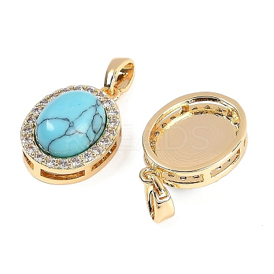 Synthetic Turquoise(Dyed) Oval Pendants KK-U043-47G-E-1