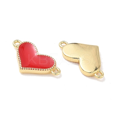 Brass Enamel Heart Links Connector Charms KK-L256-48A-G-1