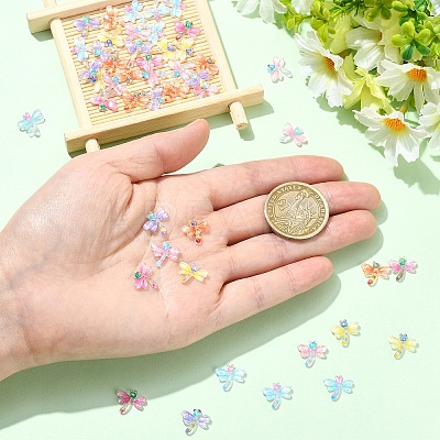 60Pcs 6 Colors Translucent Resin Cabochons RESI-YW0005-76-1