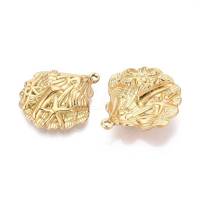 304 Stainless Steel Shell Shaped Pendants STAS-T067-28G-1