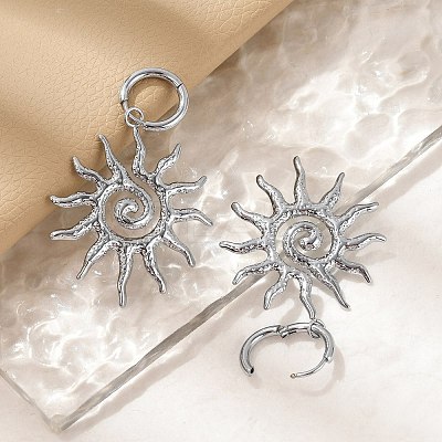 304 Stainless Steel Sun Hoop Earrings LS-EJEW-M073-01P-1