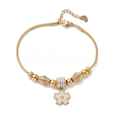 European Style Polymer Clay Rhinestones & 201 Stainless Steel & Natural Shell Charm Bracelets BJEW-G765-03G-01-1