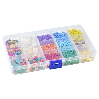 DIY Glass Seed & Synthetic Turquoise & Natural Cowrie Shell Bracelets Making Kits DIY-FS0007-11A-1