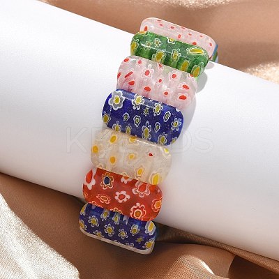 Handmade Millefiori Lampwork Beaded Stretch Bracelets for Men Women BJEW-G738-01C-14-1