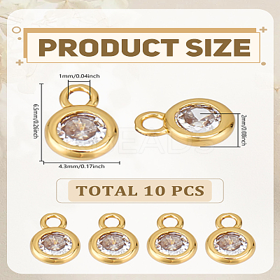10Pcs Brass Micro Pave Grade AAA Cubic Zirconia Charms ZIRC-LP0001-31G-1