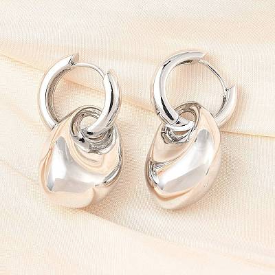 Nuggets Brass Hoop Earrings for Women EJEW-U057-06B-02P-1