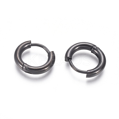 304 Stainless Steel Huggie Hoop Earrings EJEW-F111B-13mm-B-1