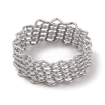 Non-Tarnish 304 Stainless Steel Wave Finger Rings for Women RJEW-G315-07E-P-1