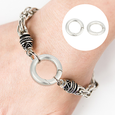 2Pcs Rhodium Plated 925 Sterling Silver Spring Gate Rings STER-GO0001-14-1