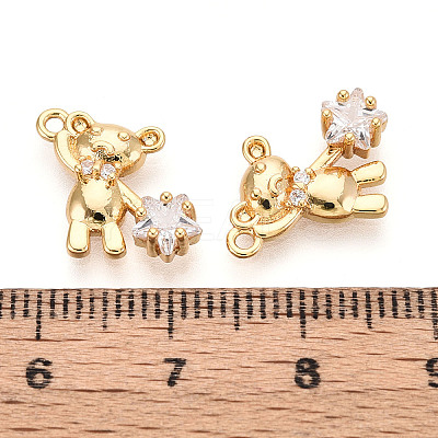 Brass Micro Pave Clear Cubic Zirconia Pendants KK-T078-02G-04-1