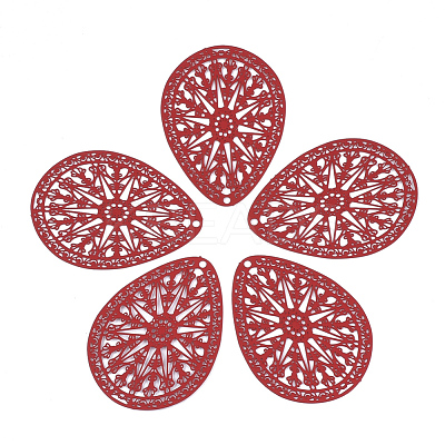 430 Stainless Steel Filigree Pendants STAS-S108-16C-1