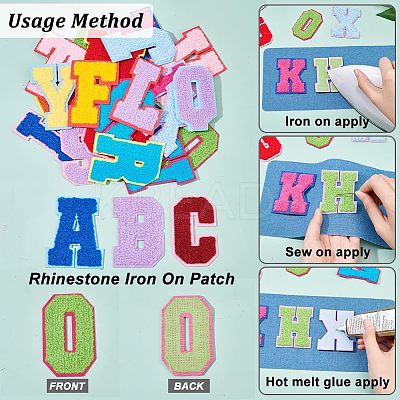 Alphabet Towel Embroidery Style Cloth Iron on/Sew on Patches DIY-WH0308-183-1