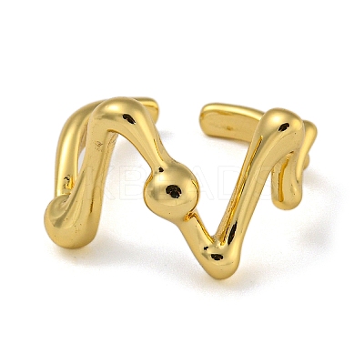 V Shape Brass Open Cuff Rings for Women RJEW-Z050-05G-1