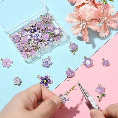 40Pcs 10 Style Alloy Enamel Pendants ENAM-CJ0005-70-1