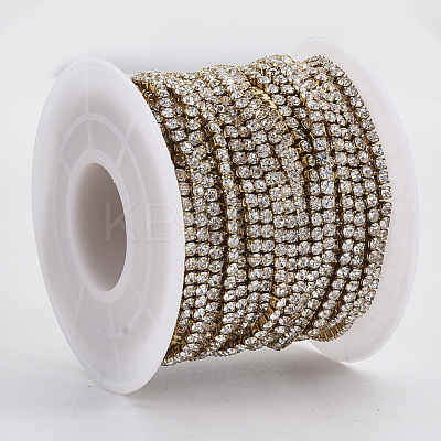 304 Stainless Steel Rhinestone Strass Chains STAS-T055-12G-1